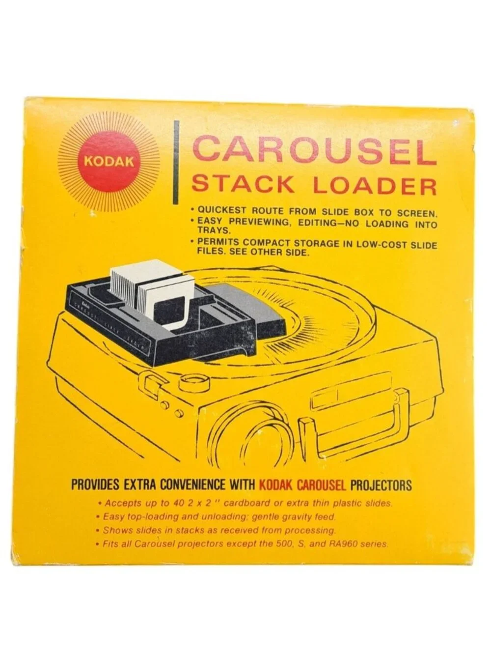 Vintage Kodak Carousel Stack Loader For Slide Projector Accessory 35mm Box B40